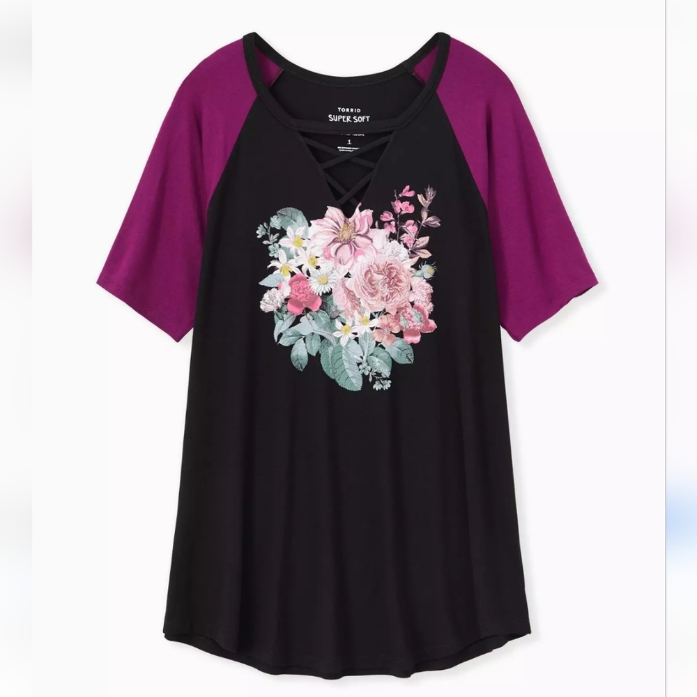 Torrid supersoft floral raglan tunic tee sz 4X